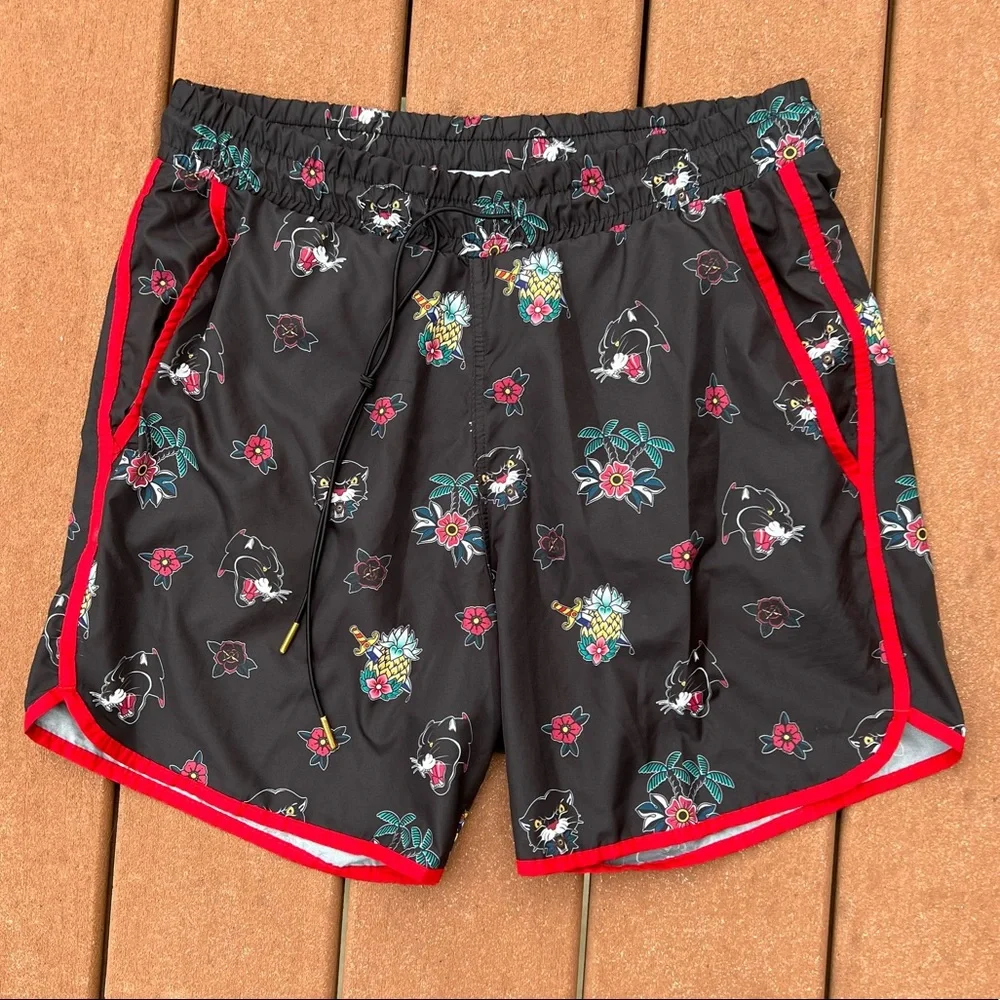 - Zara Sz S Tiger Pineapple Floral Print Board Shorts! EUC!
